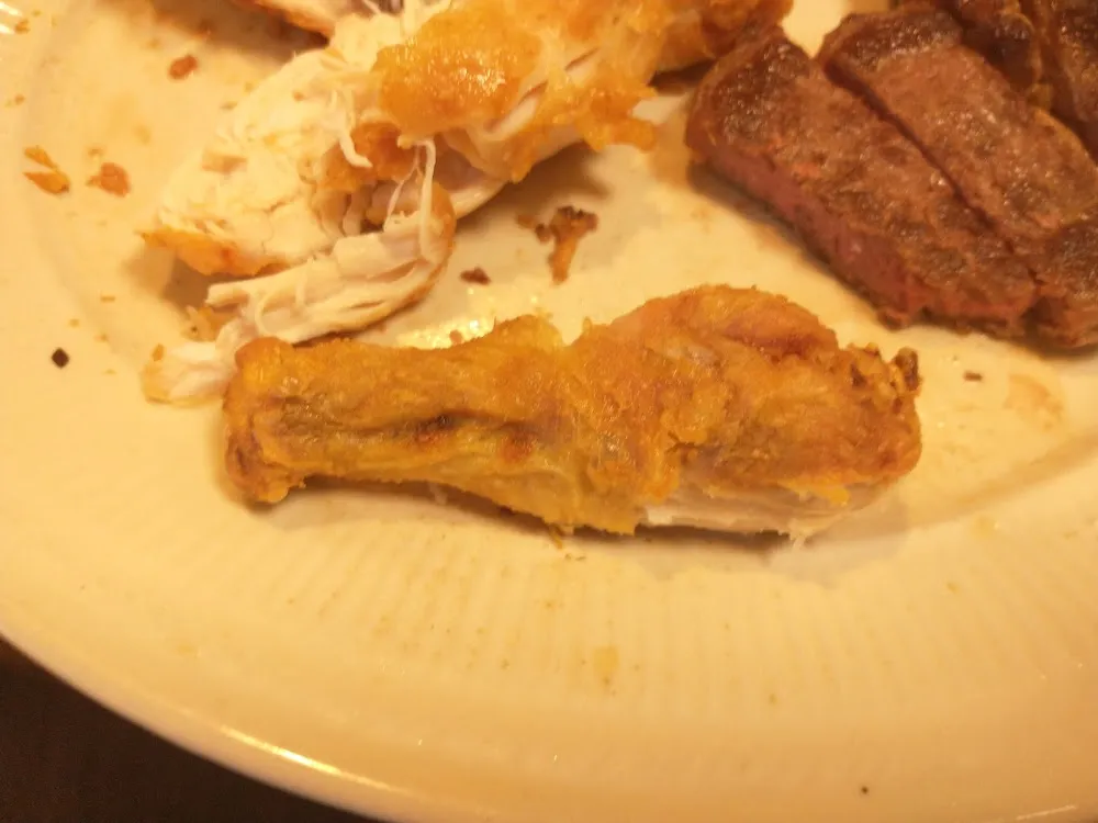 Broasted Chicken Leg About the Size of My Thumb