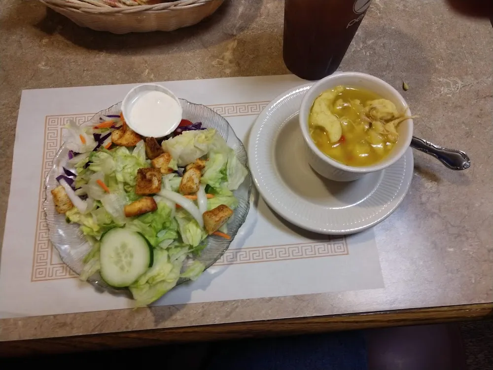 Salad and Chicken and Dumplings
